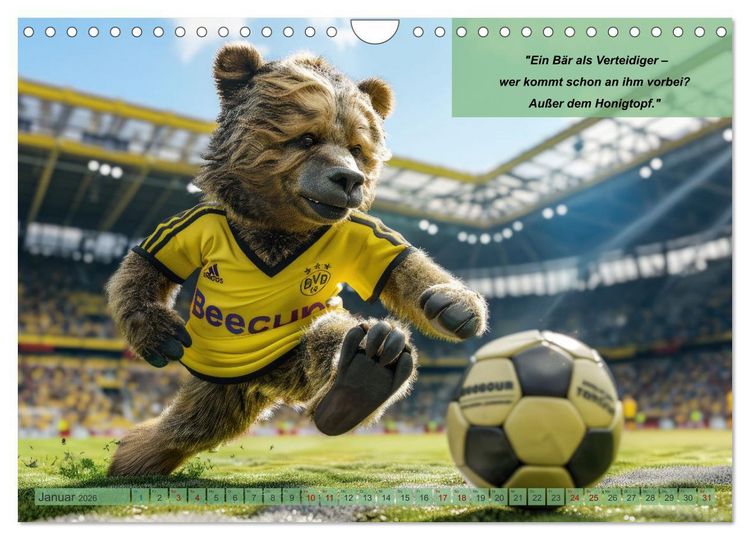 Produktbild: Der tierisch lustige Fu&szlig;ballkalender (Wandkalender 2026 DIN A4 quer), CALVENDO Monatskalender