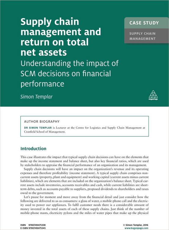 Produktbild: Case Study: Supply Chain Management and Return on Total Net Assets