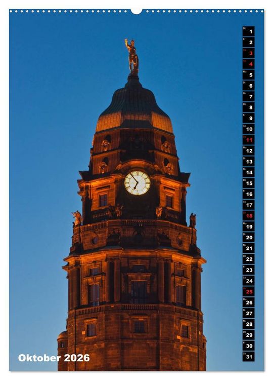 Produktbild: Dresden bei Nacht (Wandkalender 2026 DIN A2 hoch), CALVENDO Monatskalender
