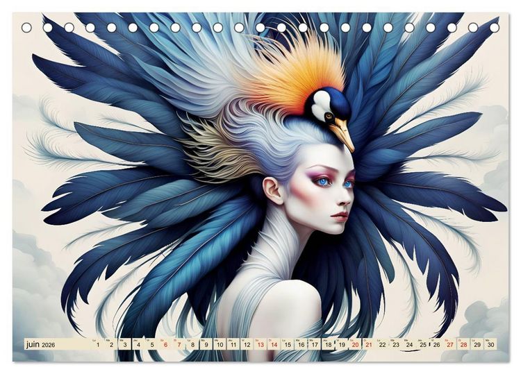Produktbild: La muse aux oiseaux (Calendrier de bureau 2026 DIN A5 vertical), CALVENDO calendrier mensuel
