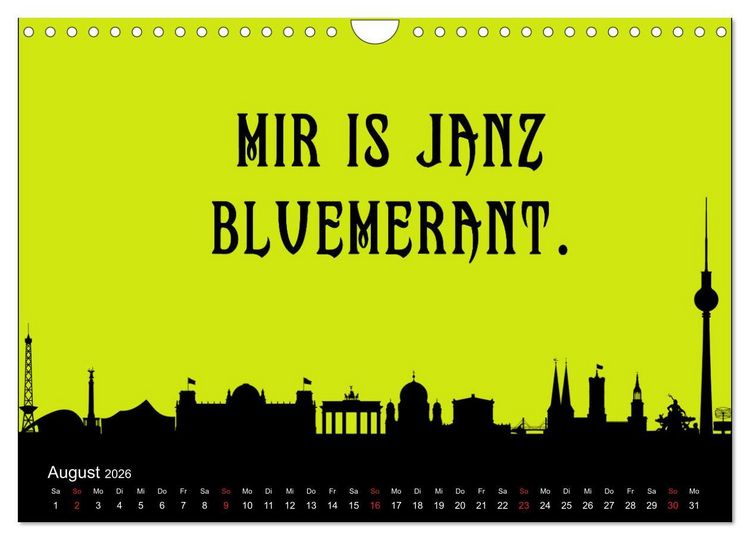 Produktbild: Berliner Mundart (Wandkalender 2026 DIN A4 quer), CALVENDO Monatskalender