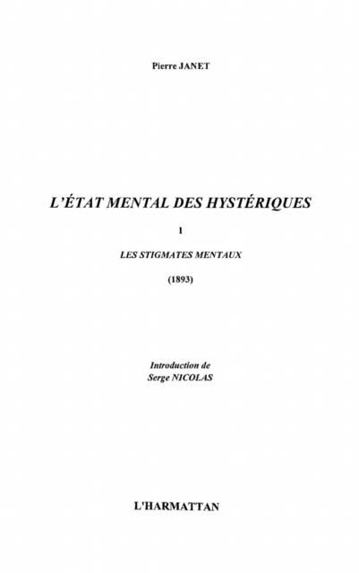 Produktbild: L'Etat mental des hysteriques (Volume I)