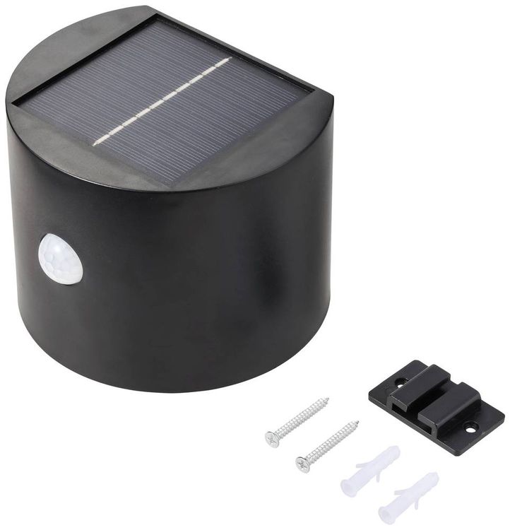 Sygonix SY-5770788 Solar-Wandstrahler mit Bewegungsmelder Warmweiß Schwarz