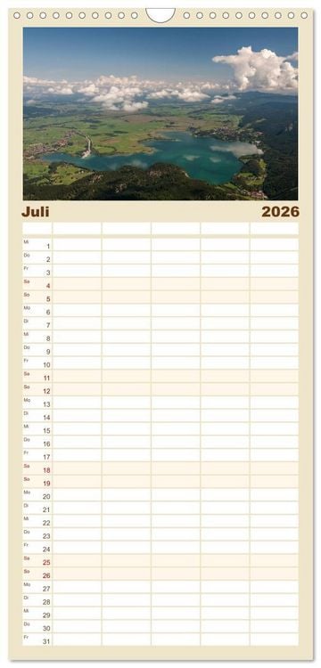 Produktbild: Familienplaner 2026 - Berge und Seen rund um die Zugspitze mit 5 Spalten (Wandkalender, 21 x 45 cm) CALVENDO