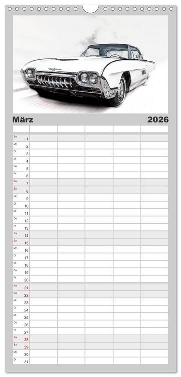 Produktbild: Familienplaner 2026 - American Classic Cars mit 5 Spalten (Wandkalender, 21 x 45 cm) CALVENDO