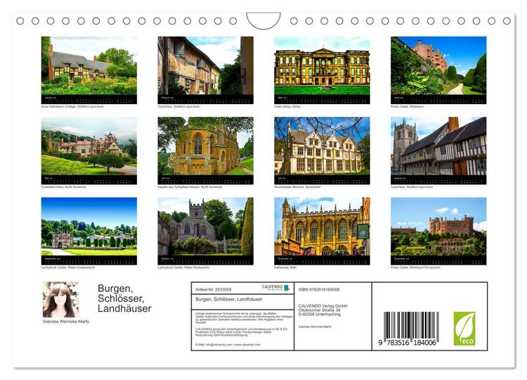 Produktbild: Burgen, Schl&ouml;sser, Landh&auml;user (Wandkalender 2026 DIN A4 quer), CALVENDO Monatskalender