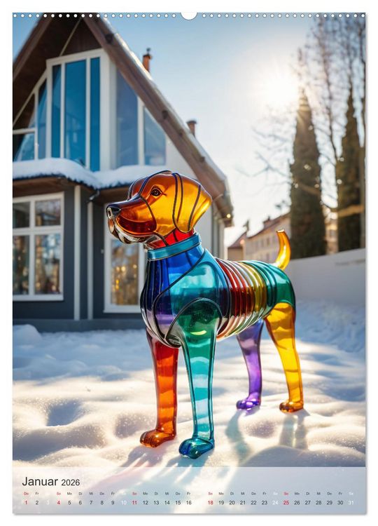 Produktbild: Tiere aus Glas - Hunde (hochwertiger Premium Wandkalender 2026 DIN A2 hoch), Kunstdruck in Hochglanz