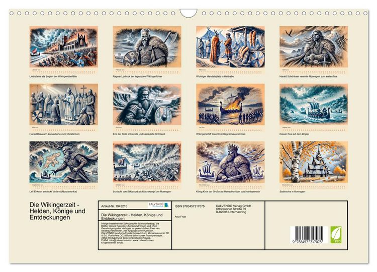 Produktbild: Die Wikingerzeit - Helden, K&ouml;nige und Entdeckungen (Wandkalender 2026 DIN A3 quer), CALVENDO Monatskalender