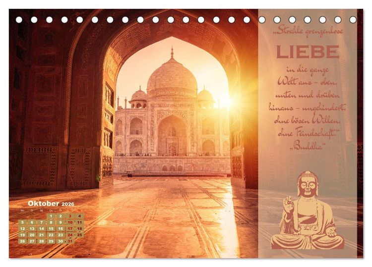 Produktbild: Erleuchtende Worte, Lebensweisheiten von Gautama Buddha by VogtArt (Tischkalender 2026 DIN A5 quer), CALVENDO Monatskalender