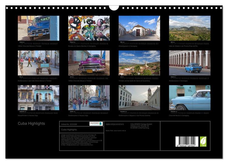 Produktbild: Cuba Highlights (Wandkalender 2026 DIN A3 quer), CALVENDO Monatskalender
