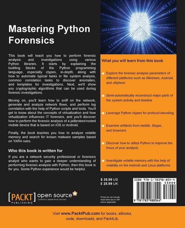Produktbild: Mastering Python Forensics
