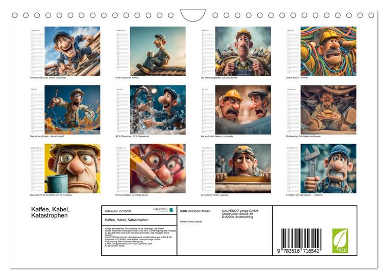 Produktbild: Kaffee, Kabel, Katastrophen (Wandkalender 2026 DIN A4 quer), CALVENDO Monatskalender