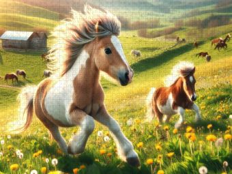 Produktbild: CALVENDO Puzzle Fr&uuml;hlingserwachen der Ponys | 1000 Teile Lege-Gr&ouml;&szlig;e 64x48cm Foto-Puzzle f&uuml;r gl&uuml;ckliche Stunden