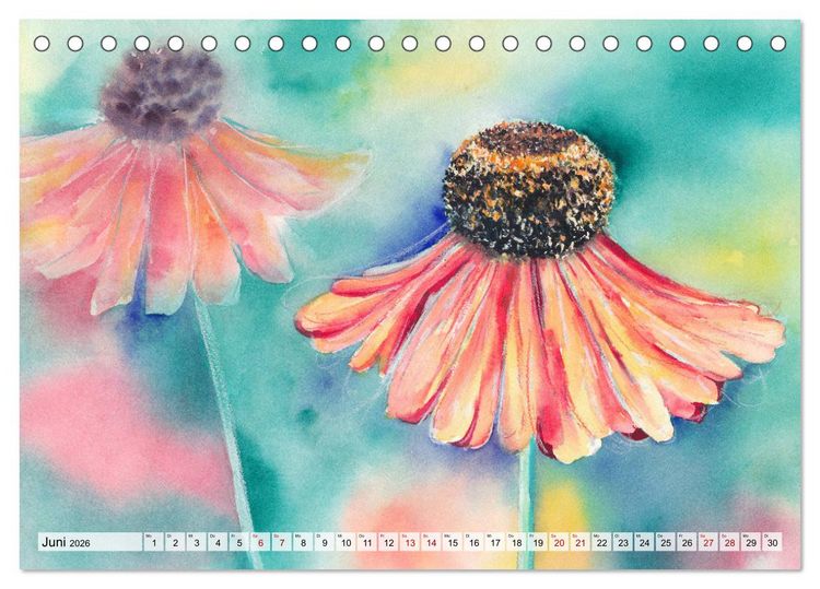 Produktbild: Blumenaquarelle aus der N&auml;he (Tischkalender 2026 DIN A5 quer), CALVENDO Monatskalender