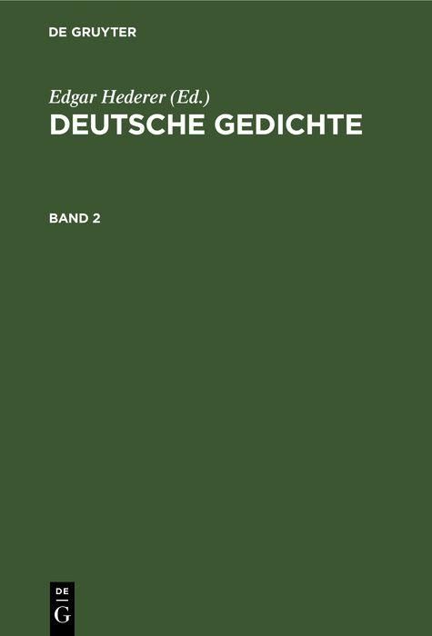 Produktbild: Deutsche Gedichte. Band 2