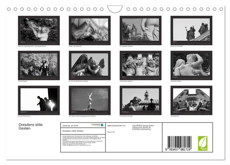 Produktbild: Dresdens stille Gesten (Wandkalender 2026 DIN A4 quer), CALVENDO Monatskalender