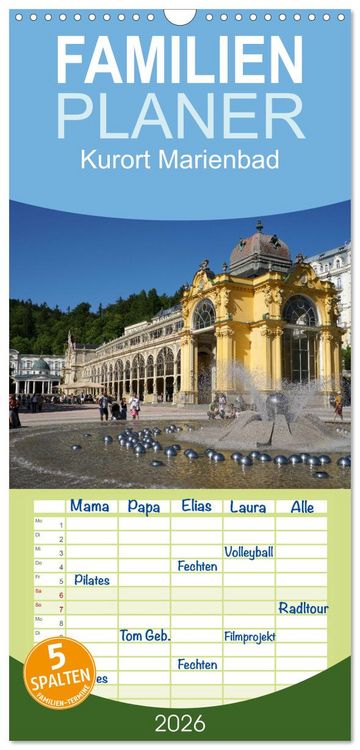 Produktbild: Familienplaner 2026 - Kurort Marienbad mit 5 Spalten (Wandkalender, 21 x 45 cm) CALVENDO