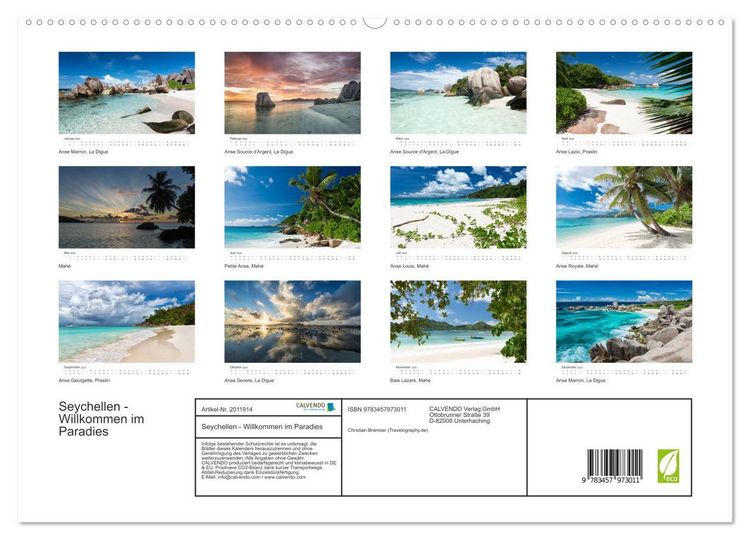 Produktbild: Seychellen - Willkommen im Paradies (hochwertiger Premium Wandkalender 2026 DIN A2 quer), Kunstdruck in Hochglanz