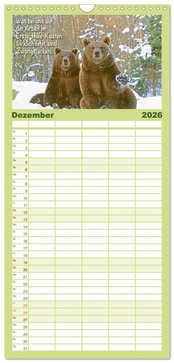 Produktbild: Familienplaner 2026 - Spa&szlig; mit B&auml;ren: Edition lustige Tiere mit 5 Spalten (Wandkalender, 21 x 45 cm) CALVENDO