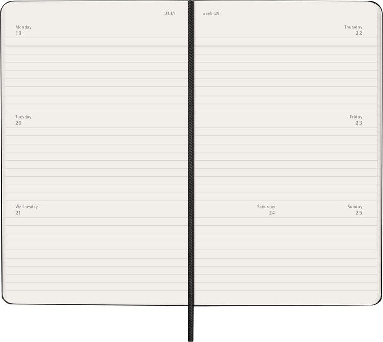 Produktbild: Moleskine 12 Monate Wochenkalender 2027, Large/A5, 1 Wo = 2 Seiten, horizontal, fester Einband, Schwarz
