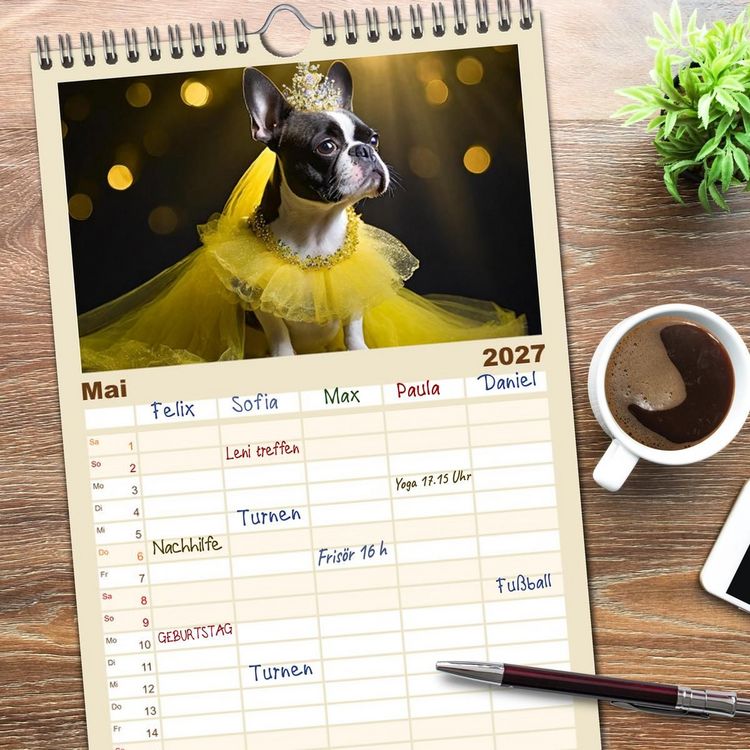 Produktbild: Familienplaner 2027 - Kleine Hunde - Gro&szlig;e Diven mit 5 Spalten (Wandkalender, 21 x 45 cm) CALVENDO