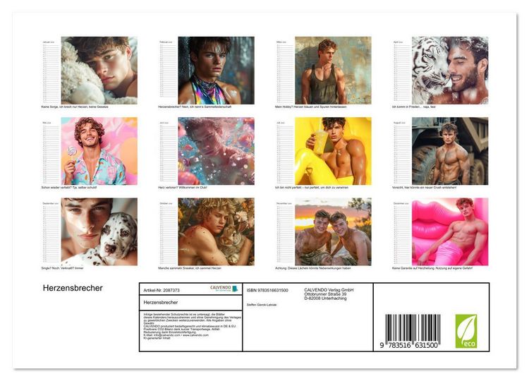 Produktbild: Herzensbrecher (Wandkalender 2026 DIN A4 quer), CALVENDO Monatskalender