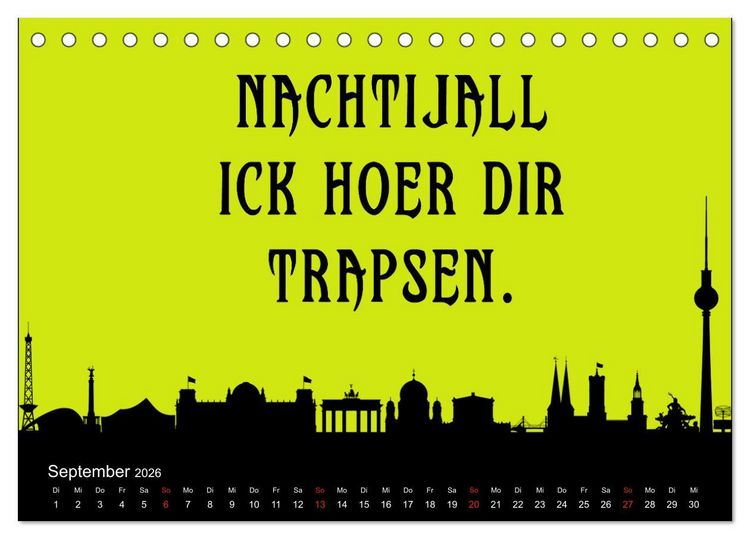 Produktbild: Berliner Mundart (Tischkalender 2026 DIN A5 quer), CALVENDO Monatskalender