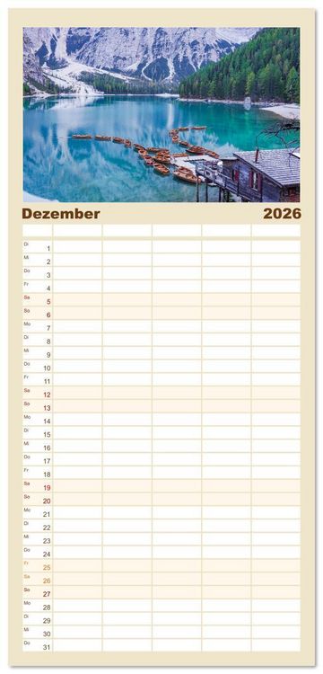 Produktbild: Familienplaner 2026 - S&uuml;dtirol Impressionen mit 5 Spalten (Wandkalender, 21 x 45 cm) CALVENDO