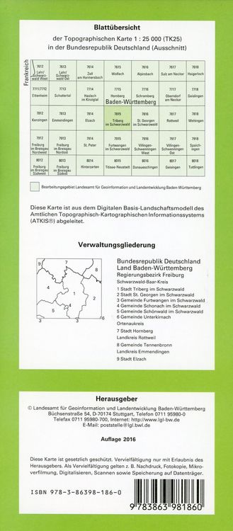 Produktbild: Triberg im Schwarzwald 1 : 25 000
