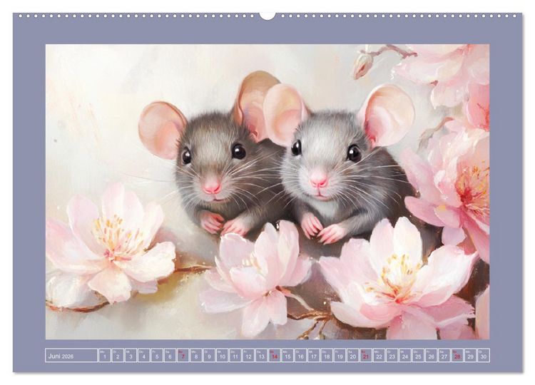 Produktbild: Nagergl&uuml;ck und Bl&uuml;tenzauber. Niedliche Tierchen im romantischen Stil (hochwertiger Premium Wandkalender 2026 DIN A2 quer), Kunstdruck in Hochglanz