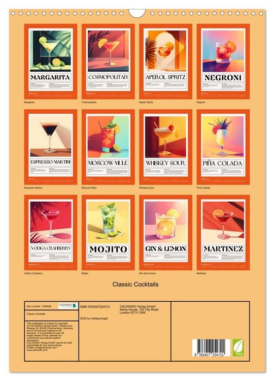 Produktbild: Classic Cocktails (Wall Calendar 2026 DIN A3 portrait), CALVENDO 12 Month Wall Calendar