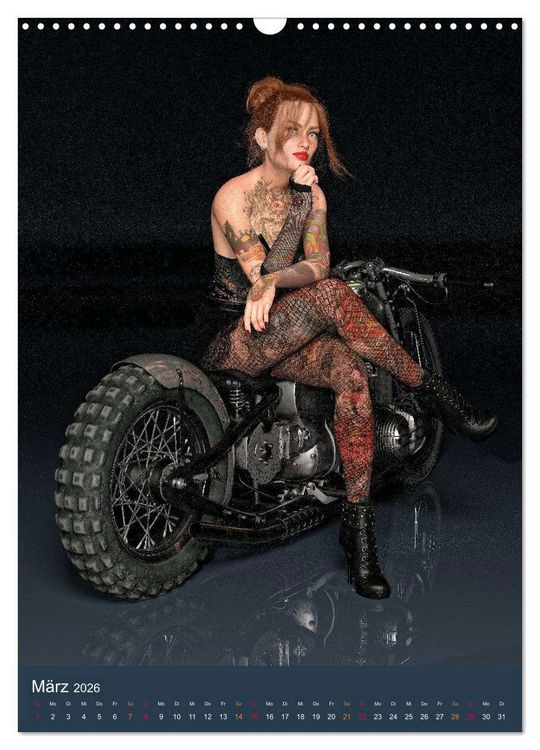 Produktbild: Tattooed Girls and Bikes (Wandkalender 2026 DIN A3 hoch), CALVENDO Monatskalender
