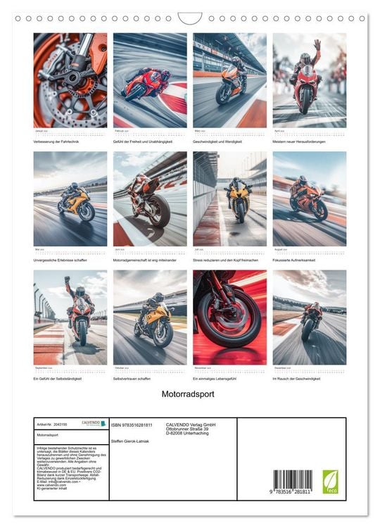 Produktbild: Motorradsport (Wandkalender 2026 DIN A3 hoch), CALVENDO Monatskalender