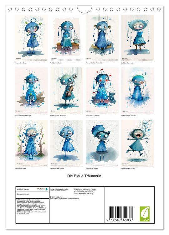 Produktbild: Die Blaue Tr&auml;umerin (Wandkalender 2026 DIN A4 hoch), CALVENDO Monatskalender