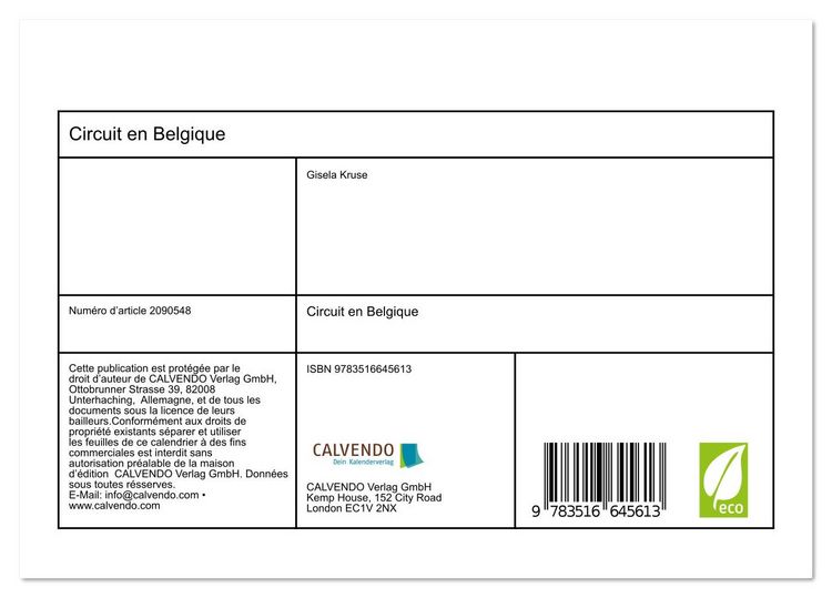 Produktbild: Circuit en Belgique (Calendrier de bureau 2026 DIN A5 vertical), CALVENDO calendrier mensuel