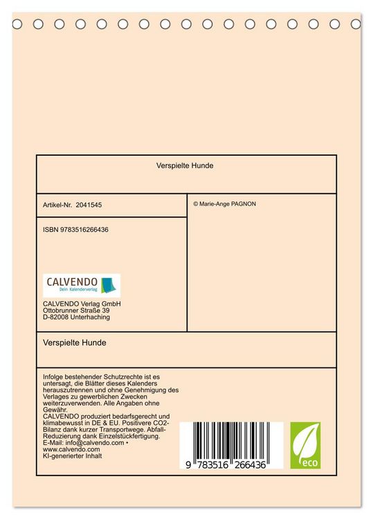 Produktbild: Verspielte Hunde (Tischkalender 2026 DIN A5 hoch), CALVENDO Monatskalender