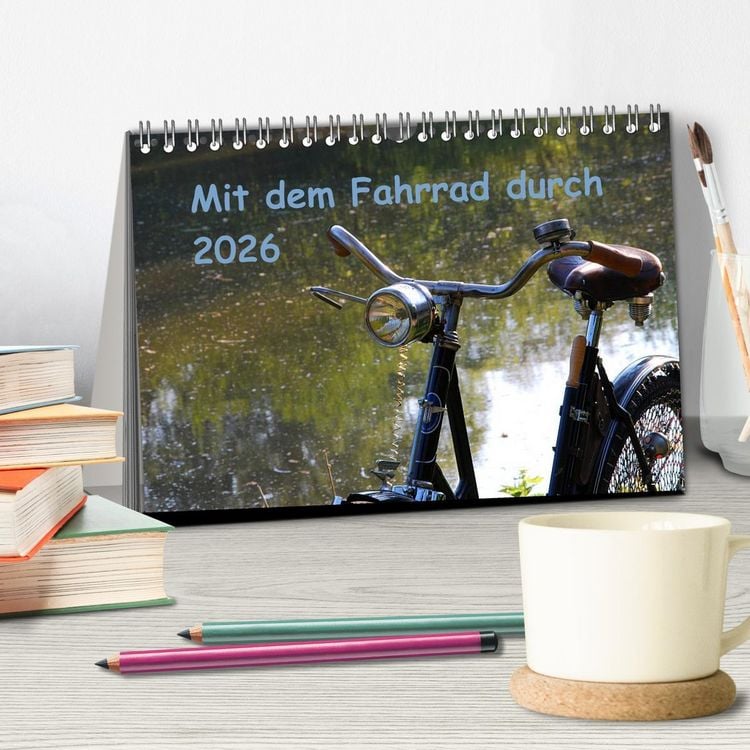 Produktbild: Mit dem Fahrrad durch 2026 (Tischkalender 2026 DIN A5 quer), CALVENDO Monatskalender