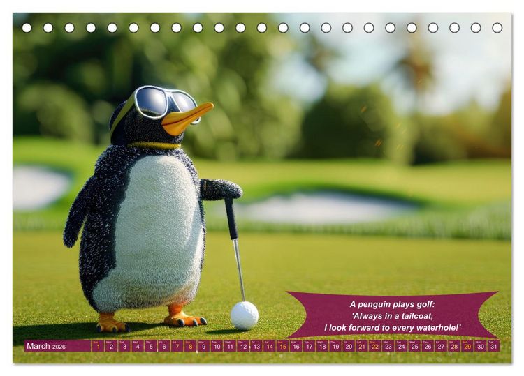 Produktbild: Funny charming animals as golf players (Desk Calendar 2026 DIN A5 landscape), CALVENDO 12 Month DeskCalendar