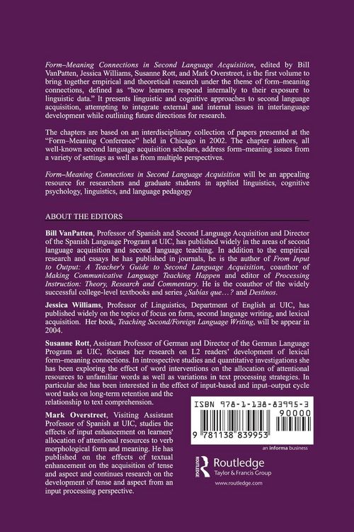 Produktbild: Form-Meaning Connections in Second Language Acquisition