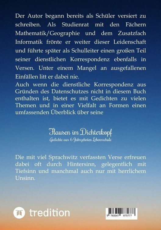 Produktbild: Flausen im Dichterkopf - Gedichte voller Sinn, auch in Form von Un-, Hinter- und Tiefsinn