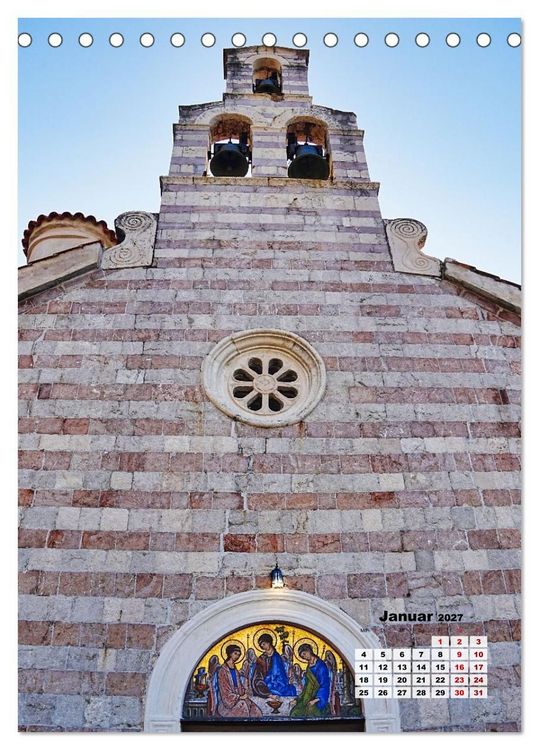 Produktbild: Kirchen rund um die Bucht von Kotor und in Budva (Tischkalender 2027 DIN A5 hoch), CALVENDO Monatskalender