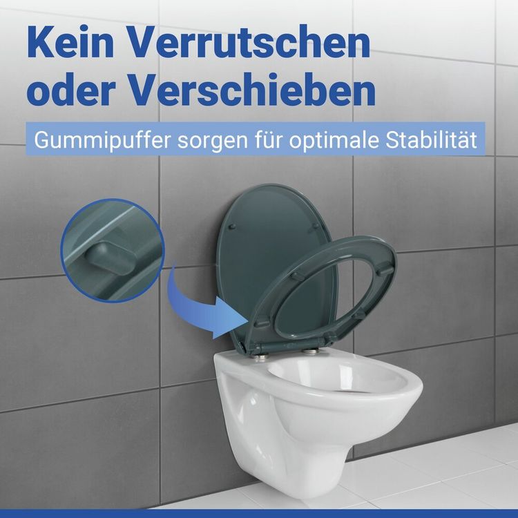 Produktbild: WC Sitz Mod. Ostuni Grau, stabiler Toilettensitz mit Absenkautomatik