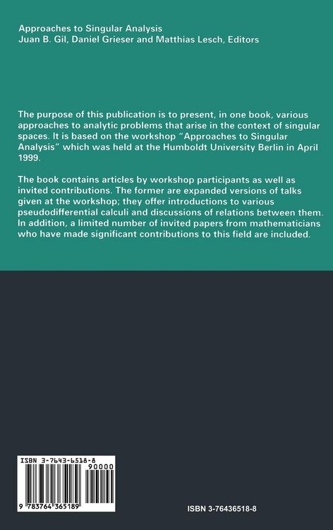 Produktbild: Approaches to Singular Analysis