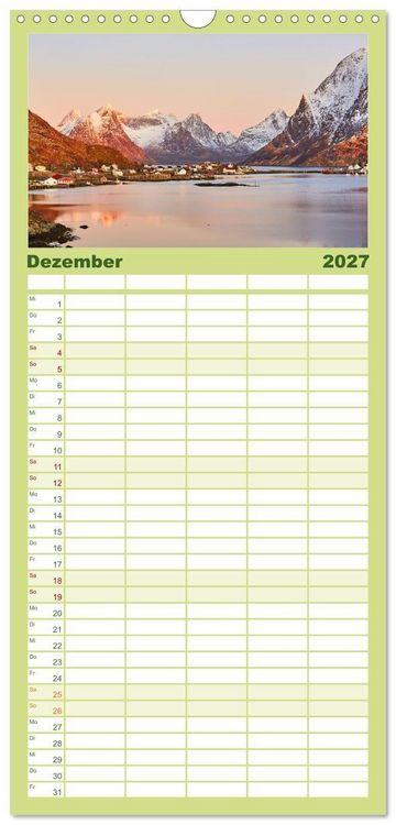 Produktbild: Familienplaner 2027 - Norwegen - Das wundersch&ouml;ne Land im Norden. mit 5 Spalten (Wandkalender, 21 x 45 cm) CALVENDO