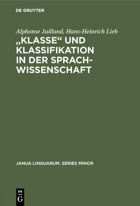 Produktbild: "Klasse&iquest; und Klassifikation in der Sprachwissenschaft