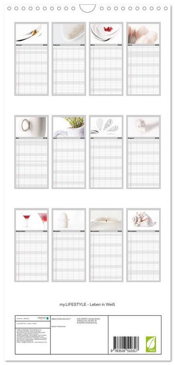 Produktbild: Familienplaner 2026 - my.LIFESTYLE - Leben in Wei&szlig; mit 5 Spalten (Wandkalender, 21 x 45 cm) CALVENDO