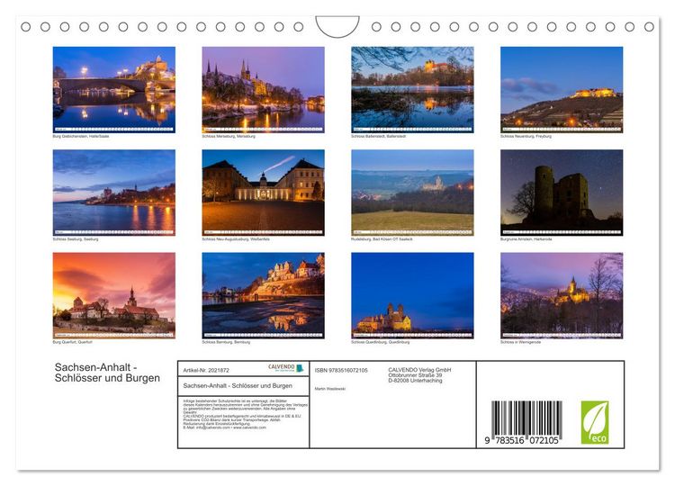 Produktbild: Sachsen-Anhalt - Schl&ouml;sser und Burgen (Wandkalender 2026 DIN A4 quer), CALVENDO Monatskalender