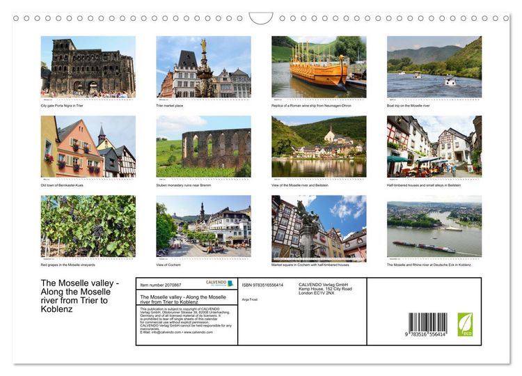 Produktbild: The Moselle valley - Along the Moselle river from Trier to Koblenz (Wall Calendar 2026 DIN A3 landscape), CALVENDO 12 Month Wall Calendar