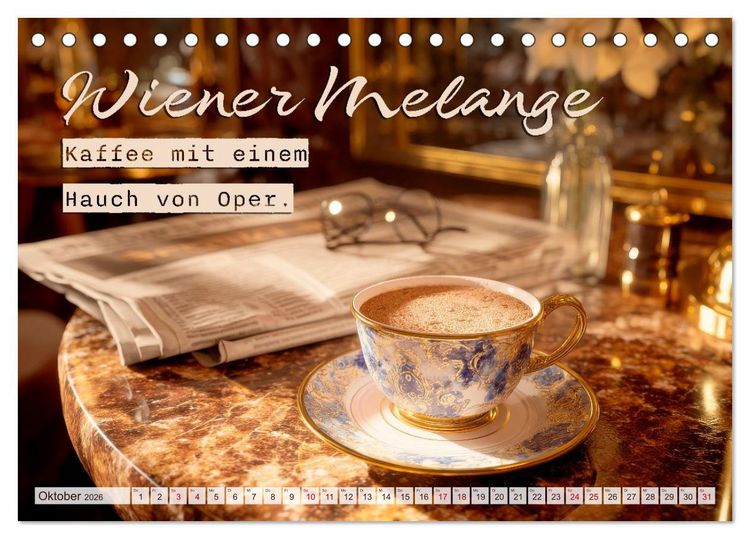 Produktbild: Kaffeemagie - Ein Jahr voller Genussmomente (Tischkalender 2026 DIN A5 quer), CALVENDO Monatskalender