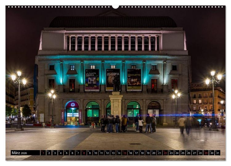 Produktbild: Madrid bei Nacht (hochwertiger Premium Wandkalender 2026 DIN A2 quer), Kunstdruck in Hochglanz